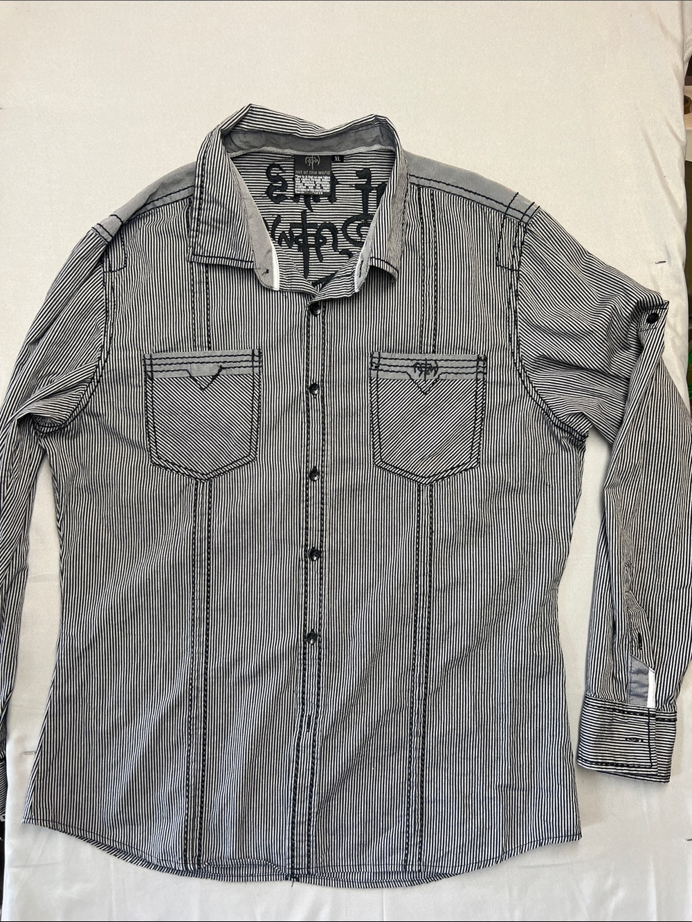 Not of this world black and White Striped Button-Down Shirt